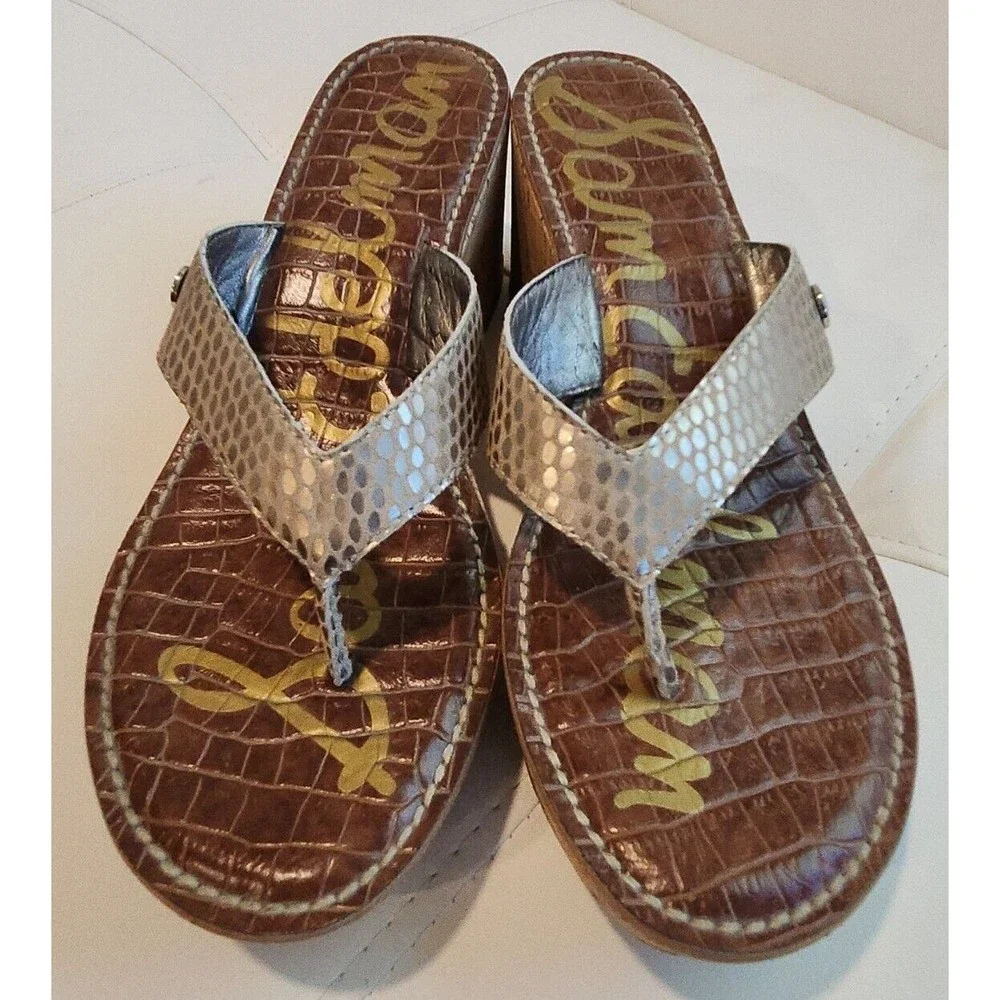 SAM EDELMAN Womens Shoes Leather Espadrille Platform cork Wedge Sandals ROMY 9 M